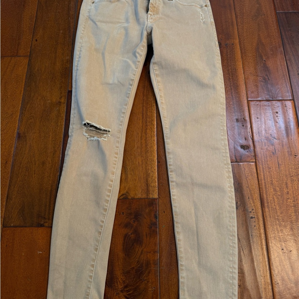 MOTHER The Looker Ankle Skinny Jeans Size 28 Beige Tan Mid Rise Premium Denim